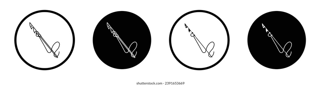 Ilustración vectorial de arpón. Símbolo de ilustración de vector de arpón para diseños de interfaz de usuario en color blanco y negro.