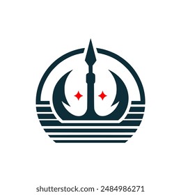 Harpunenwaffe mit rotem Sternlogo Vektorillustration Vorlage Design