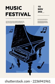 Harpsichord, clavecin. Music festival poster. Keyboard musical instruments. Competition. A set of vector illustrations. Minimalistic design. Banner, flyer, cover, print.