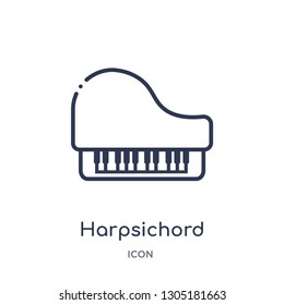 harpsichord icon from music outline collection. Thin line harpsichord icon isolated on white background.