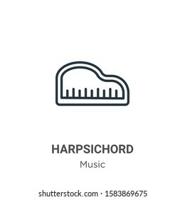 Harpsichord outline vector icon. Thin line black harpsichord icon, flat vector simple element illustration from editable music concept isolated on white background