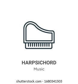 Harpsichord outline vector icon. Thin line black harpsichord icon, flat vector simple element illustration from editable music concept isolated stroke on white background
