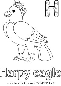 Harpy Eagle Alphabet ABC Isolated Coloring Page H