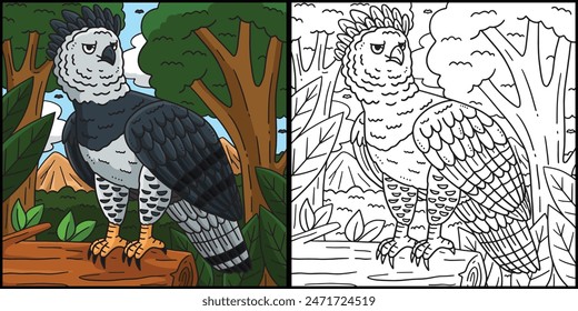 Harpy Eagle Pájaro para colorear ilustración de página