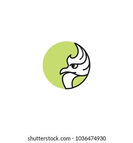Harpy eagle in green circle. Vector logo template.