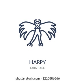 Harpy icon. Harpy linear symbol design from Fairy tale collection. Simple outline element vector illustration on white background.