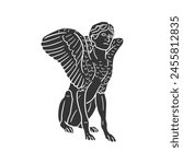 Harpy Icon Silhouette Illustration. Greek Creatures Vector Graphic Pictogram Symbol Clip Art. Doodle Sketch Black Sign.