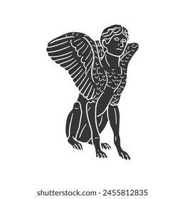 Harpy Icon Silhouette Illustration. Greek Creatures Vector Graphic Pictogram Symbol Clip Art. Doodle Sketch Black Sign.