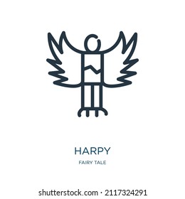 harpy thin line icon. cartoon, bird linear icons from fairy tale concept isolated outline sign. Vector illustration symbol element for web design and apps.