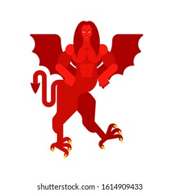 Harpy Woman Bird Mythological animal. flying woman. Fantastic Beast. Monster for coat of arms. Heraldry design element.