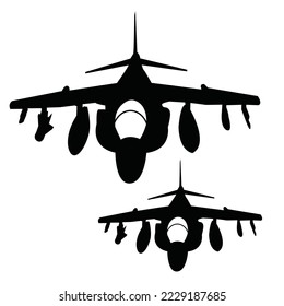 Harrier jet fighter silhouette vector design