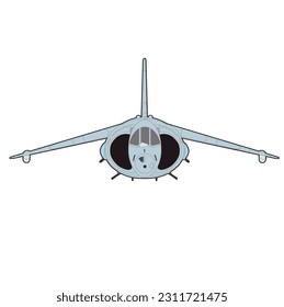 Harrier Jump Jet Frint View, Vector Art