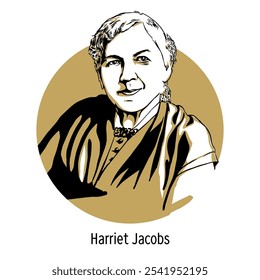 Harriet Jacobs foi uma abolicionista e escritora afro-americana cuja autobiografia, Incidentes na Vida de uma Escrava, é considerada um "clássico americano". Ilustração de vetor desenhada à mão