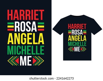 Harriet Rosa Angela Michelle Me illustrations for print-ready T-Shirts design