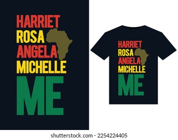 Harriet Rosa Angela Michelle Me Illustrationen für druckfertiges T-Shirts-Design