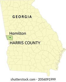 Harris County And City Of Hamilton Location On Georgia State Map