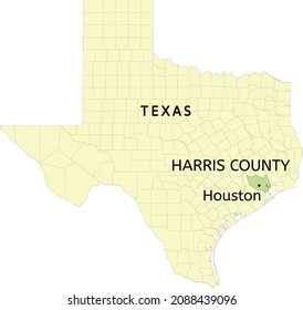 Harris County And City Of Houston Location On Texas State Map