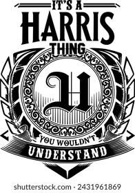 Harris diseño de apellido para serigrafía en camisetas