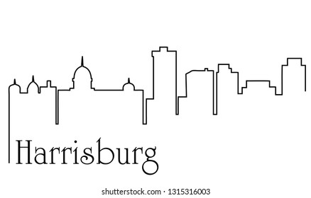 Harrisburg city one line drawing abstract background with cityscape