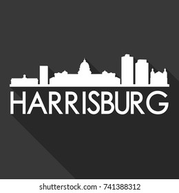 Harrisburg Flat Icon Skyline Silhouette Design City Vector Art Famous Buildings.