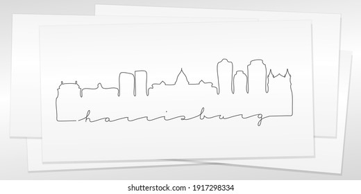 Harrisburg, PA, USA Doodle Skyline Hand Drawn. City One Line Art Illustration Landmark. Minimalistic Sketch Pen Background.