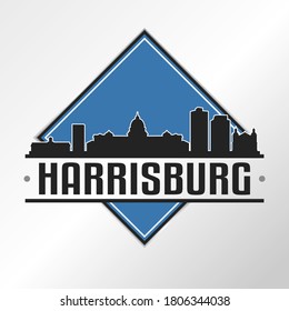 Harrisburg, PA, USA Skyline Logo. Adventure Landscape Design Vector Illustration.