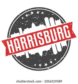 Harrisburg Pennsylvania Round Travel Stamp Icon Skyline City Design Seal Badge Illustration Clipart.