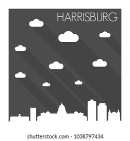 Harrisburg Pennsylvania Skyline City Flat Silhouette Design Background