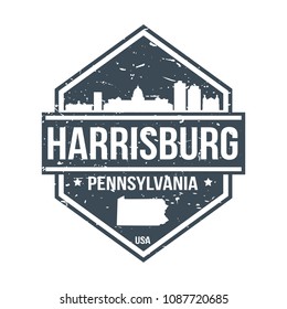 Harrisburg Pennsylvania Travel Stamp Icon Skyline City Design Tourism. Seal Vector Passport.