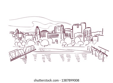 Harrisburg Pennsylvania usa America vector sketch city illustration line art 