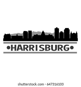 Harrisburg Skyline Silhouette Design Vector Art