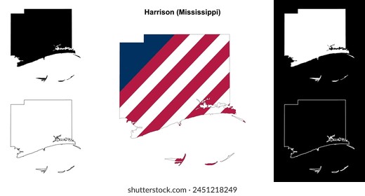 Harrison County (Mississippi) outline map set