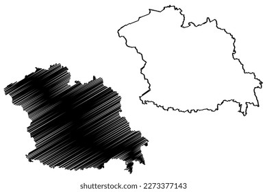 Harrogate Non-metropolitan district, Borough (United Kingdom of Great Britain and Northern Ireland, ceremonial county North Yorkshire, England) map vector illustration, scribble sketch map