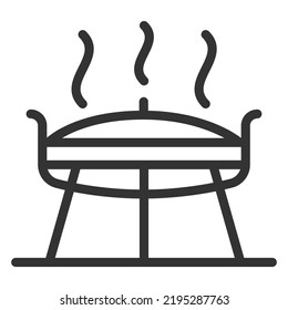 Harrow disc frying pan, saj with lid and stand - icon, illustration on white background, outline style