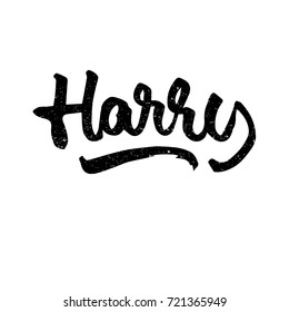 Harry. Ink hand lettering. Modern brush calligraphy. Handwritten phrase. Inspiration graphic design typography element. Cute simple vector sign.