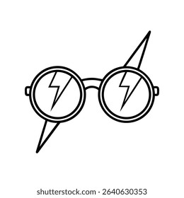 Harry Potter Glasses and Lightning Bolt Silhouette – Icon Vector on White Background
