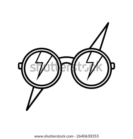 Harry Potter Glasses and Lightning Bolt Silhouette – Icon Vector on White Background
