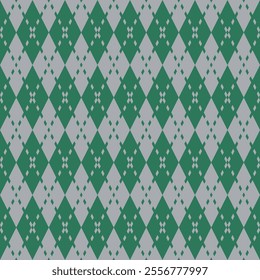 Harry Potter magical student Slytherin college green grey school rhombus sweater with dashed lines vector square seamless pattern or texture.