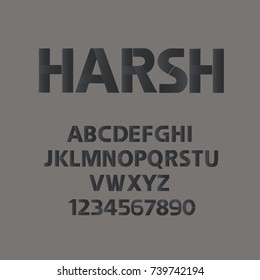 Harsh man style alphabet. Manhood vector abc with numbers.