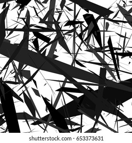 Harsh rough texture. Geometric abstract illustration with disarray of random shapes. Cracked, destroyed effect.