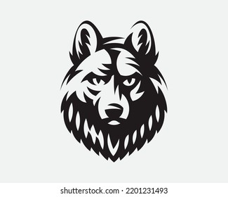 Harsh Wolf Modern Logo. Wolf Head Vector Illustration For Your Emblem Or Crest.