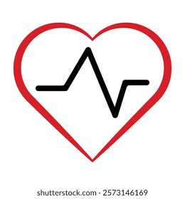 Hart icon vector, with heart rate line. vector illustration. 