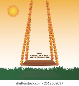 Hartalika Teej,6 September, Hartalika Teej held on 6 September, greeting card, social media post design template, Hartalika Teej stock or vector illustration.