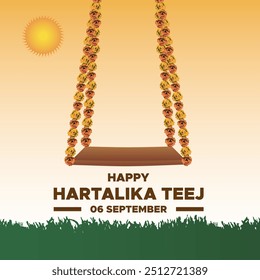 Hartalika Teej,6 September, Hartalika Teej held on 6 September, greeting card, social media post design template, Hartalika Teej stock or vector illustration.