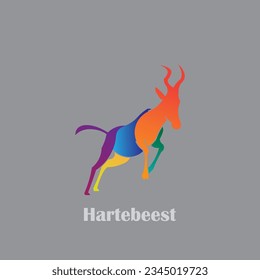 Hartebeest animal logo design with minimalist colors.