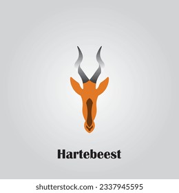 Hartebeest head logo design with minimalist colors