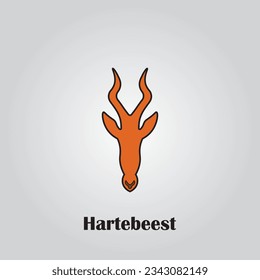 Hartebeest head logo design with minimalist colors