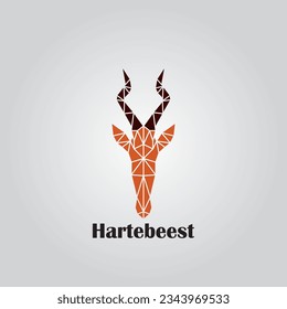 Hartebeest head logo design with minimalist colors