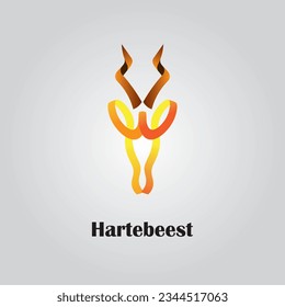 Hartebeest head logo design with minimalist colors