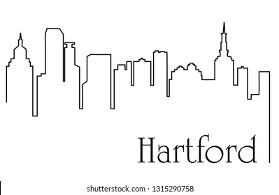 Hartford city one line drawing abstract background with cityscape